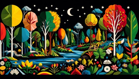 Fond de forêt généré via IA à partir des chimères des enfants