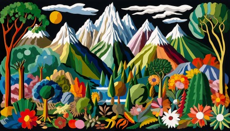 Fond de montagne généré via IA à partir des chimères des enfants
